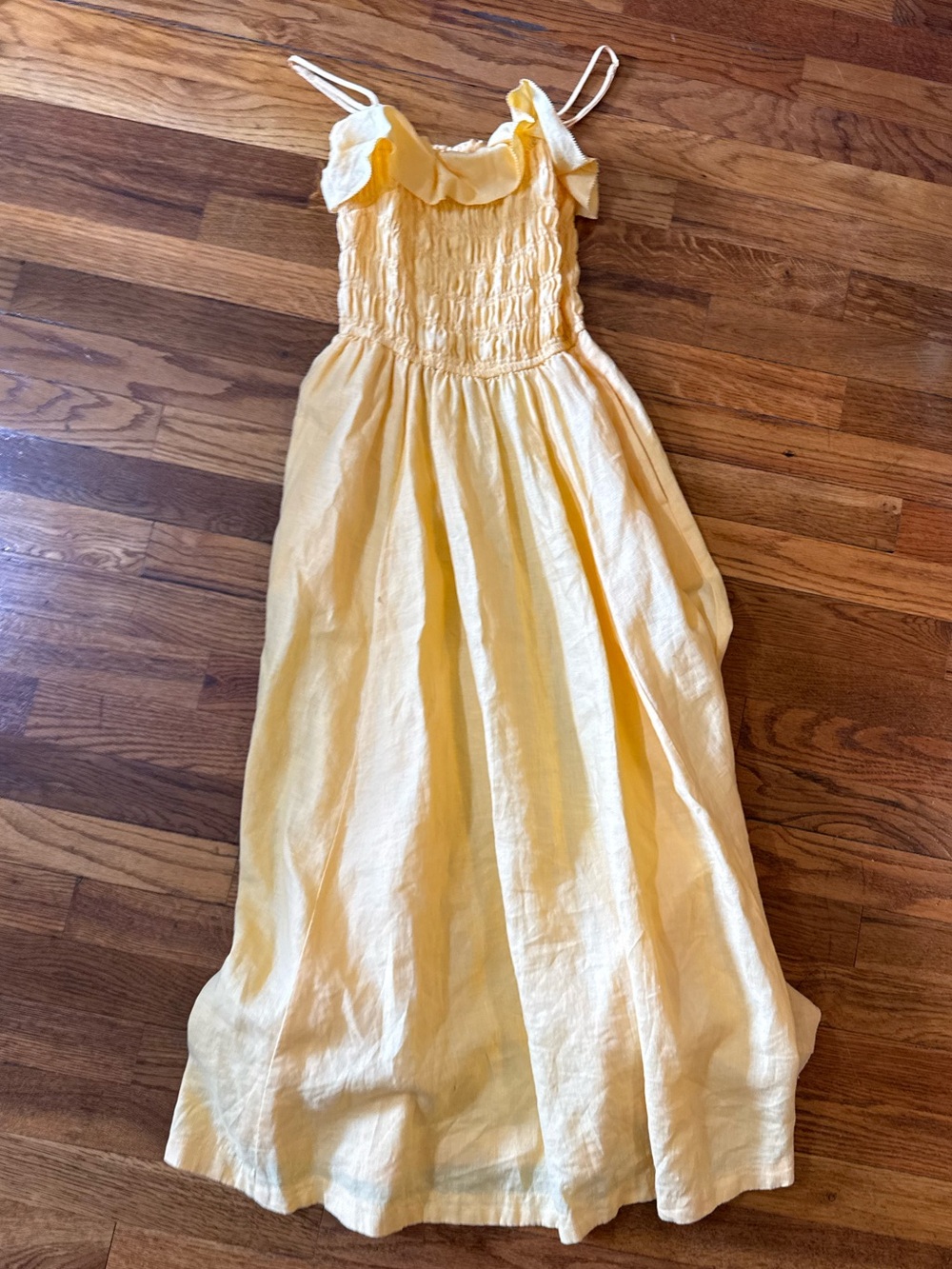 Aritzia Yellow Smocked Ruffle-Strap Maxi Dress - Picture 1 of 3
